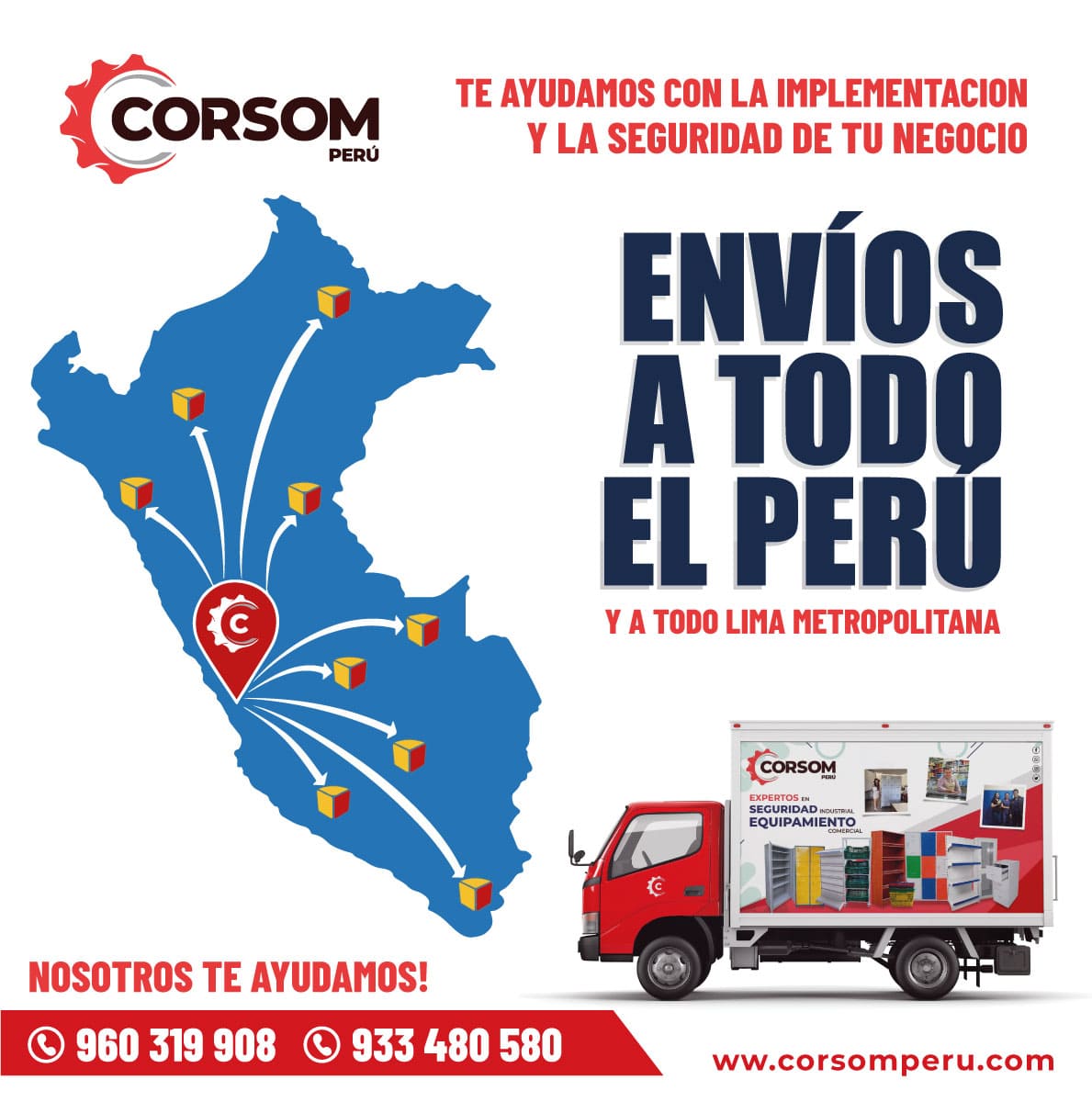 envios a todo el Peru, Lockers, Gondolas, Racks, Cartulineros metalicos